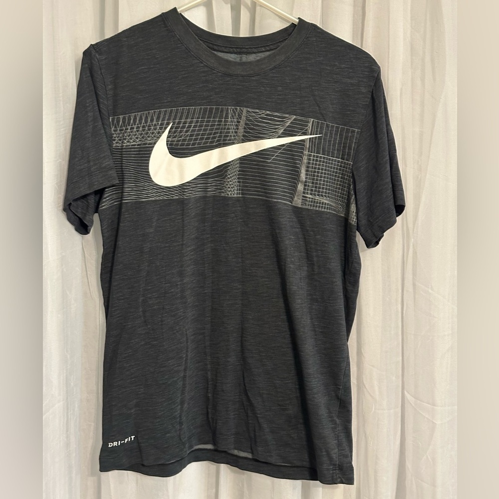 Nike Black Short Sleeve Dri-FIT Graphic Tee with White Swoosh